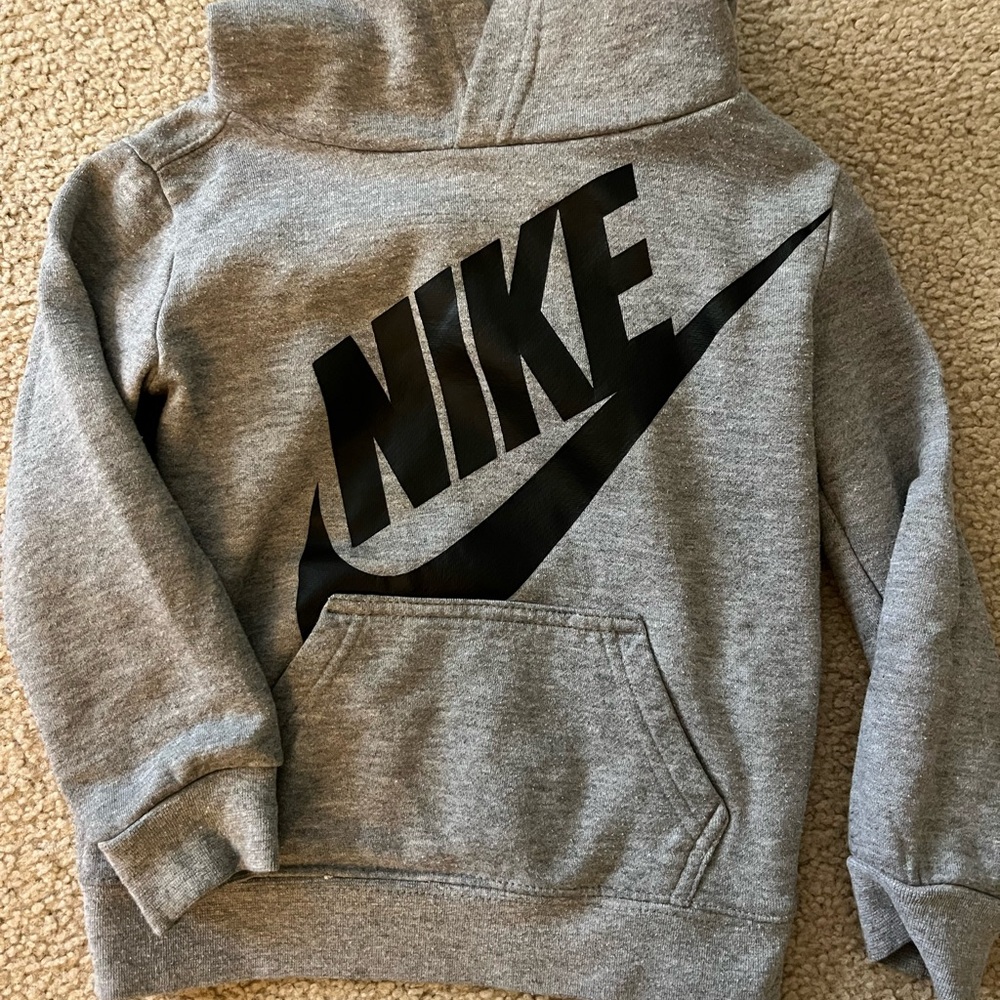Nike Kids Gray and Black Logo Hoodie